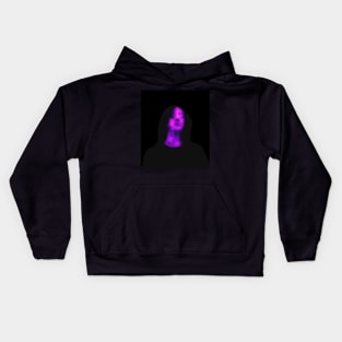 Beautiful girl, with closed eyes. Dark but beautiful. Violet, blue, glow. Kids Hoodie